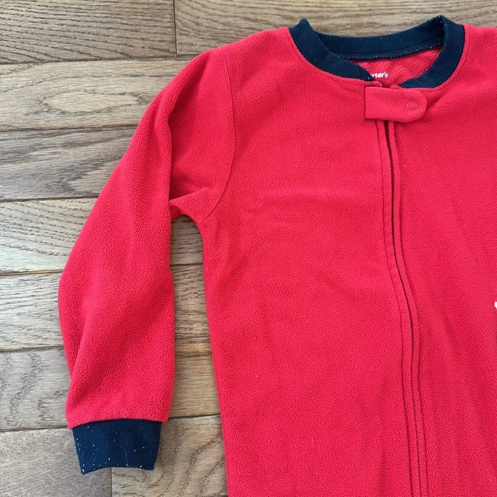 🦌Carter’s Footie Pajamas size 4T red with reindeer VGUc boys girls - Picture 5 of 11